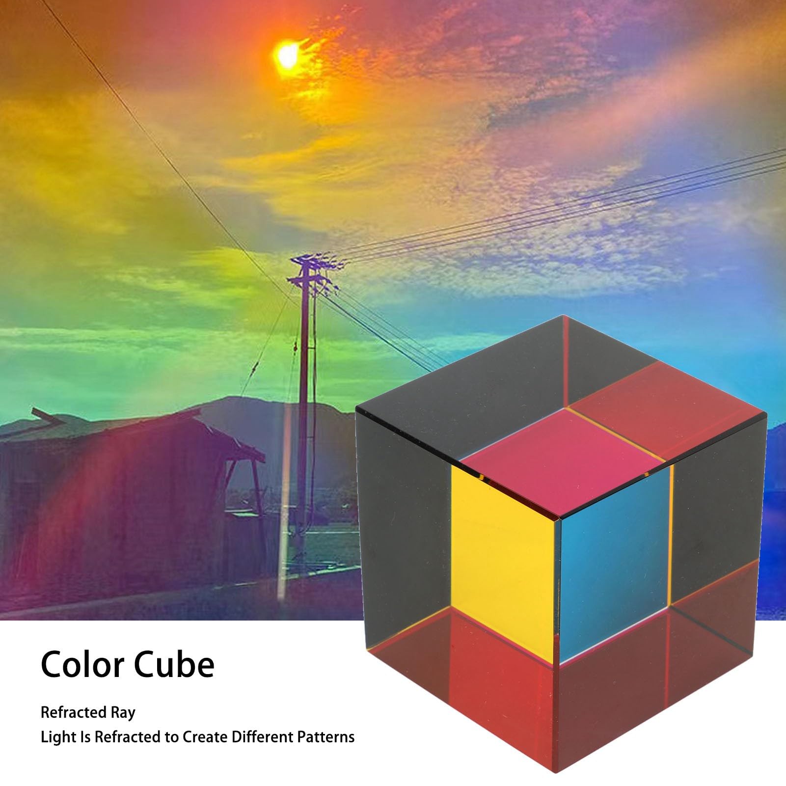 Kolorowa Kostka, Zabawki Fizyczne Tesseract Cube Szklana 6 Stron z lekkością do Ozdób na Stole (50MM)