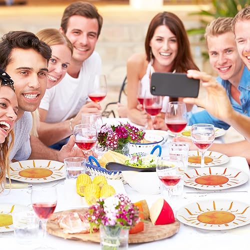 Miniatura 7 de Whaline 40 platos de papel bohemios para el primer viaje alrededor del sol, de 9 pulgadas, coloridos platos hippie desechables para verano,