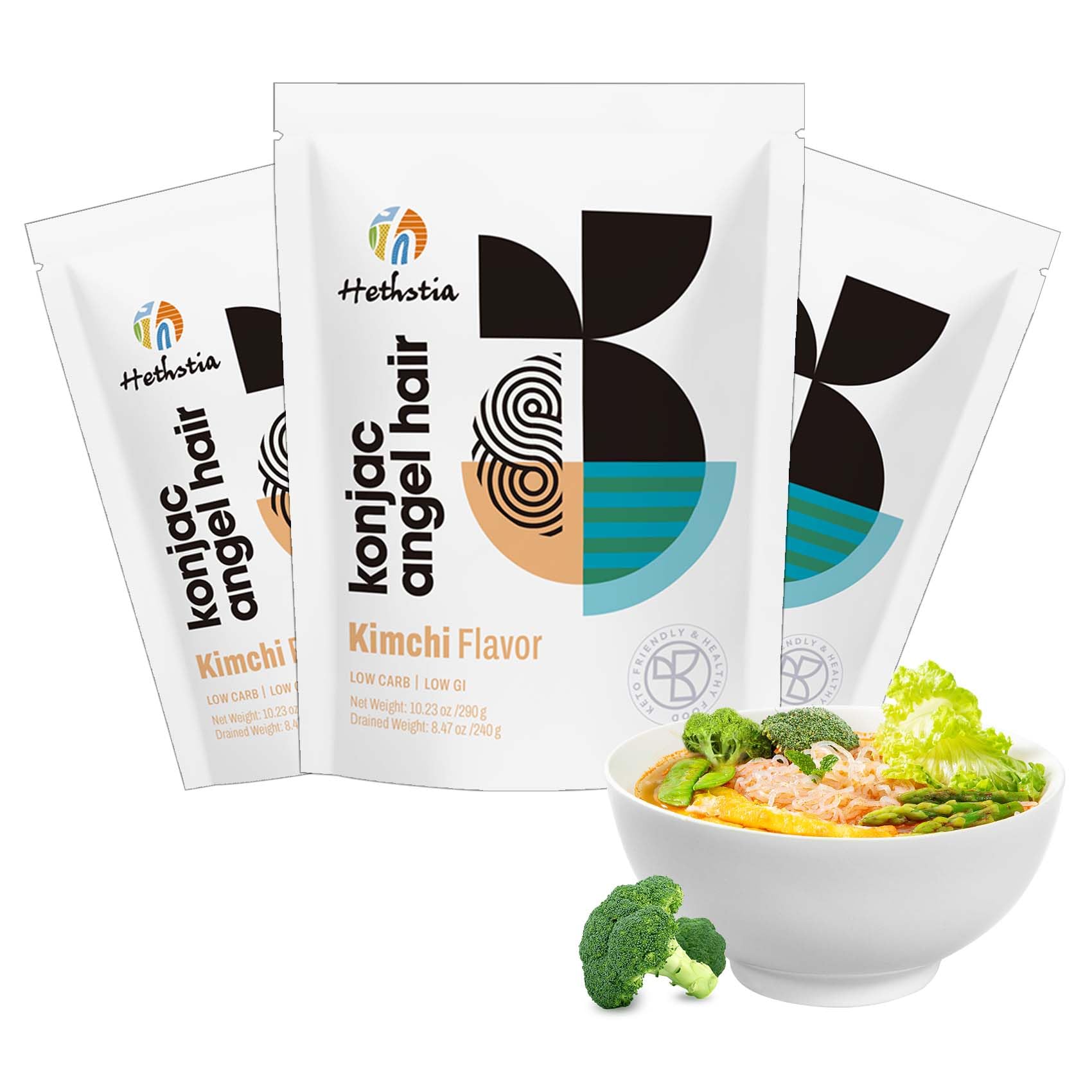 Hethstia Konjac Noodle Angel Hair Miracle Noodle Kimchi Sauce Shirataki Noodle Ramen Low Carb