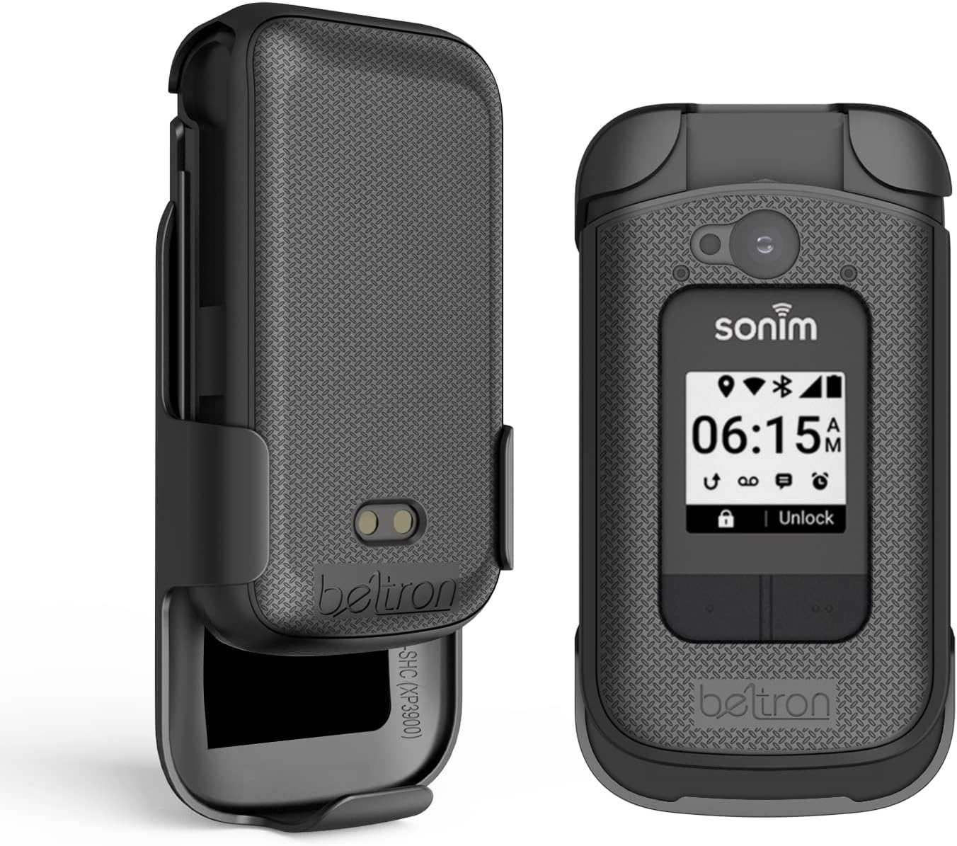 Case with Belt Clip for Sonim XP3 Plus 4G LTE (Model XP3900 2022) Protective Snap On Cover with Rotating Belt Clip Holster Combo (Industrial Strength) - Supports 2.25" Duty Belt