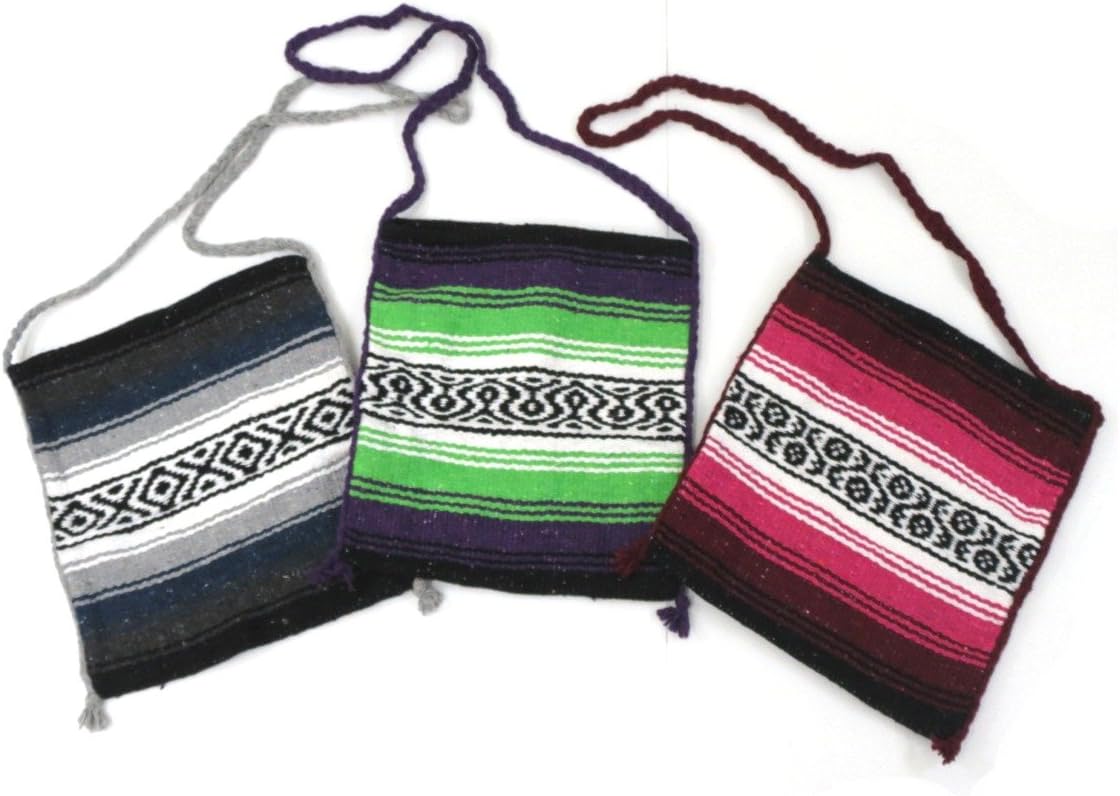 3 Pack Recycled Mexican Tote Purse Bag Falsa 13" X 16" Assorted