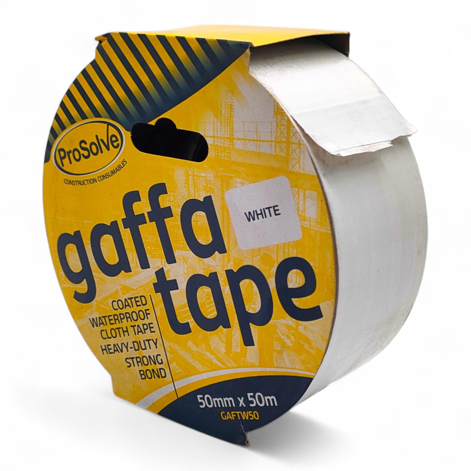 MSF PROSOLVE 50mm x 50m White, Red, Green, Blue, Black, Silver, And Yellow Premium Gaffer Tape Cloth Gaffa Duct Waterproof Pack OF (1, 2, 5, 10) (50mm x 50m, 5 X WHITE)