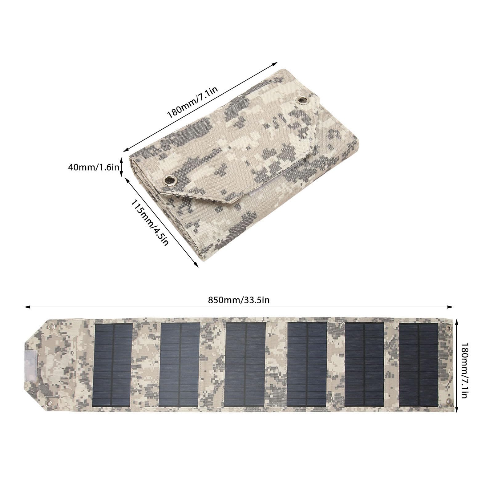 EMUKOEP Caricatore a Pannello Solare Portatile da 28 W con Porta USB per Smartphone, Tablet Caricatore Solare Durevole per Emergenze All'aperto (Camuffare)