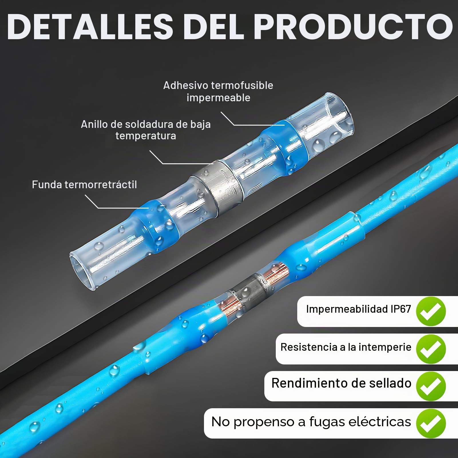 50 Piezas Conectores de Soldadura, Conectores de Cable Impermeables con Tubo Termorretráctil Transparente, Tubo Termorretráctil con Estaño para Soldadura, Conectores de Empuje Impermeables 1,5-2,5 mm²