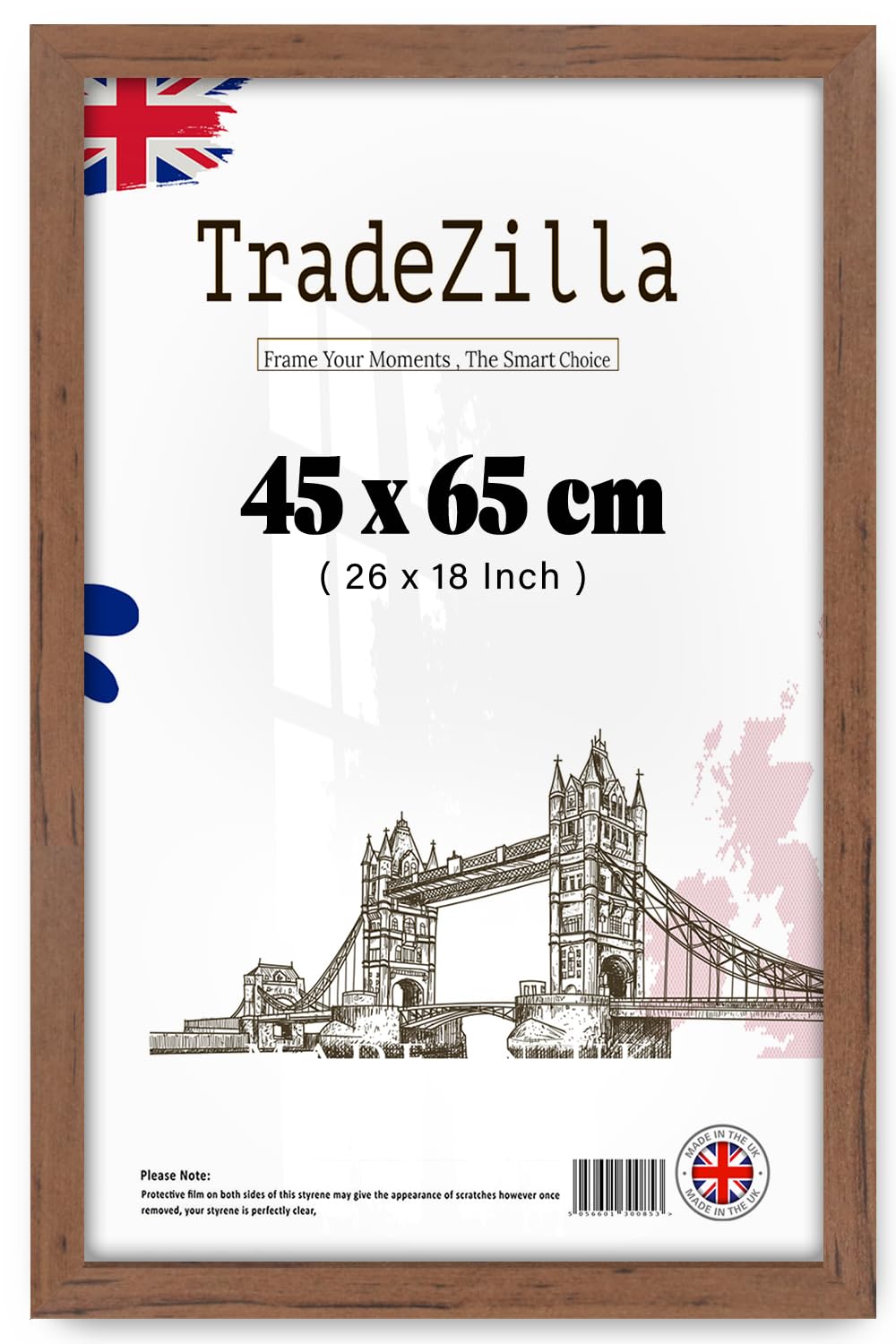 Tradezilla Walnut ® | ( 45 X 65 Cm Frame 450 X 650 Mm Mdf Wood Frames 65 X 45 Cm - 26 X 18 Inch Photo Frames - 1' 6" X 2' 2" Suitable For Decorating [ ]