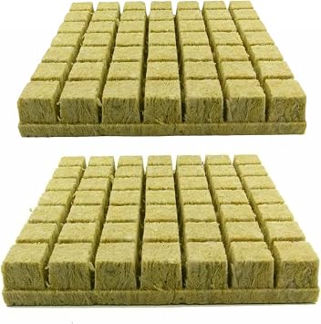 GRODAN A OK Rockwool Stonewool Hydroponic Grow Media Starter Cubes Plugs - 1.5" x 1.5" - Sheet of 98