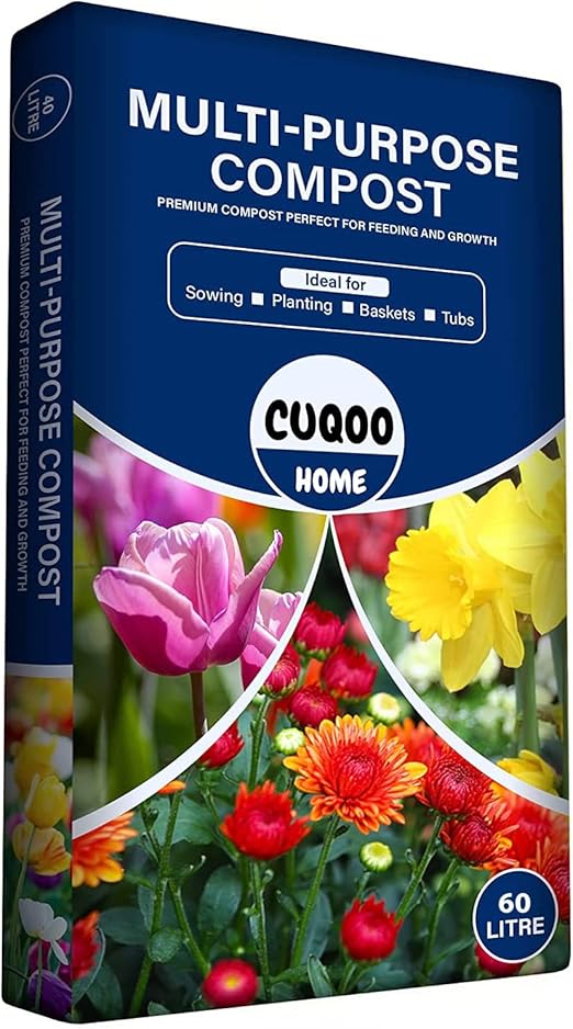 CUQOO 60L Organic MultiPurpose Compost Soil Bag with Added GroBoost