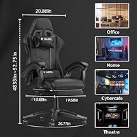 Vista 37 de Gaming Chair with RGB LED Lights, High Back Ergonomic Computer Gamer Chair with Headrest and Lumbar Support, Racing Style Reclining Game Chair for