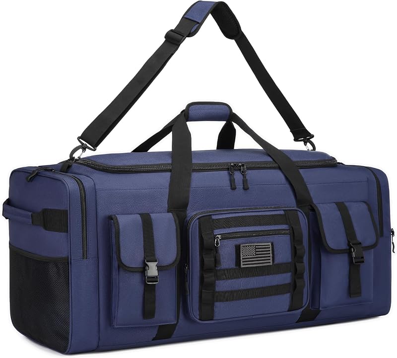 Bolsa de lona extra grande de 135 L y 37 pulgadas para hombre – Bolsa de lona resistente para viajes | Bolsa para equipo deportivo de gimnasio con correa ajustable para el hombro y compartimento para zapatos para fútbol/béisbol/baloncesto/hockey