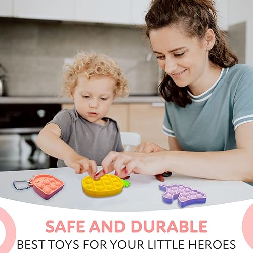 Miniatura 3 de 4 piezas - Mini juguete sensorial Pop It Fidget para aliviar la ansiedad y el estrés llavero para adultos y niños. Oficina, escuela, sobre la