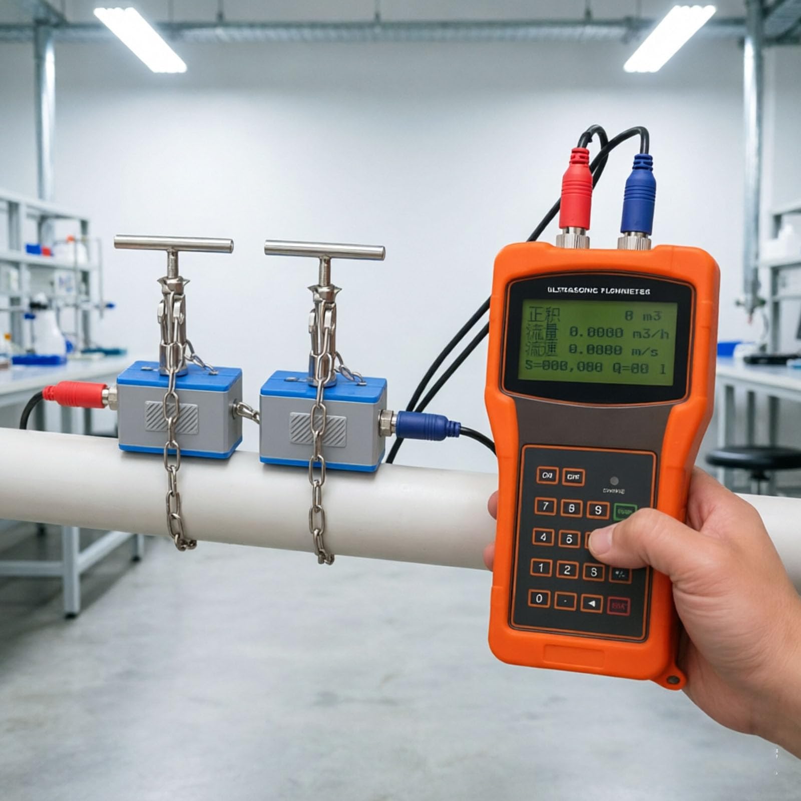 Caudalímetro Portátil De Pinza, Caudalímetro Ultrasónico De Mano Tuf-2000h, Dn50-700 Mm, 220 V, Medición Precisa, Fácil De Usar, para Uso Industrial.