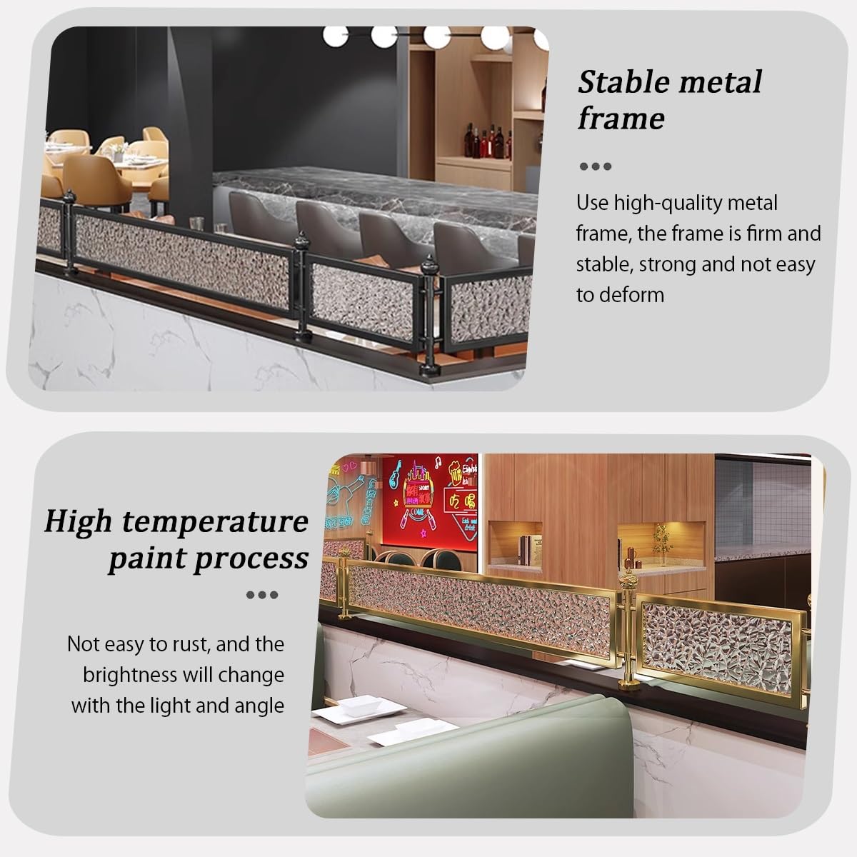 Mampara divisoria de Cristal para mostrador con Marco metálico de Cristal Templado translúcido Ondulado, Separador de Espacios Decorativo para restaurantes y comedores de hoteles. (L80cm/31.5in)