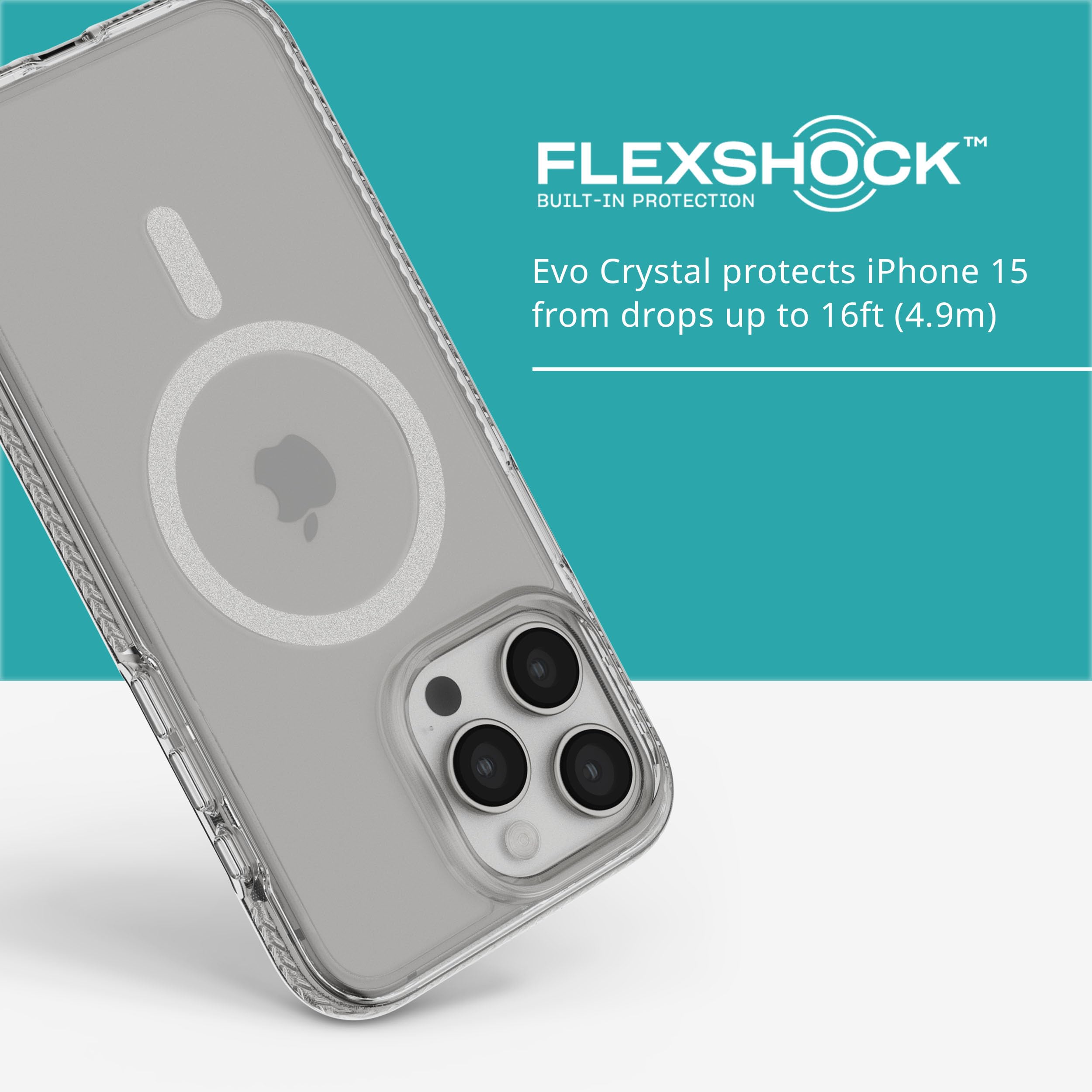 tech21 Evo Crystal für iPhone 15 Pro Max - Kompatibel mit MagSafe - Impact Protection Case - White Titanium – Ansicht 4