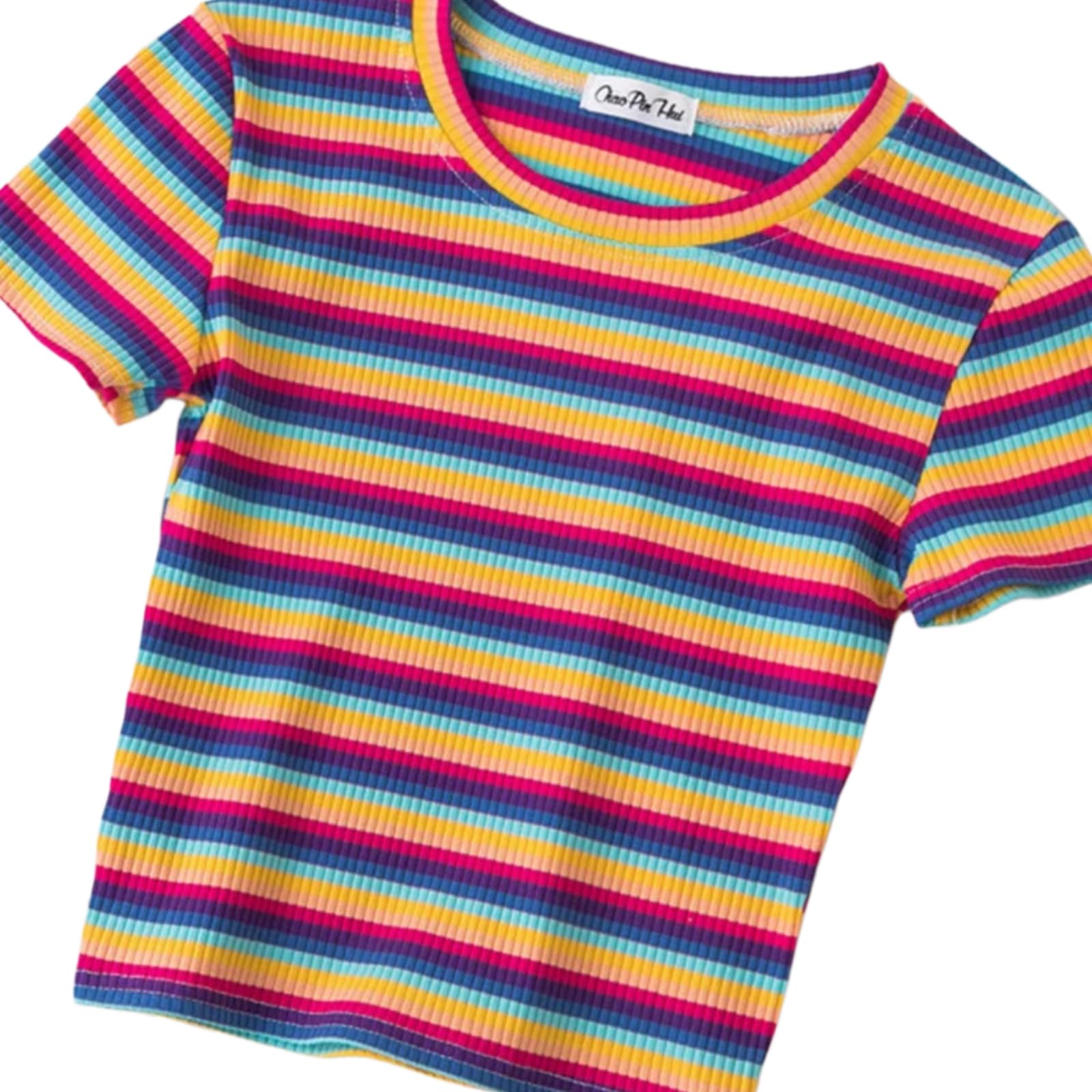 Koszulka damska tęczowe topy slim fit koszulka Harajuku koszulka letnia koszulka z krótkim rękawem Feminina ubrania topy