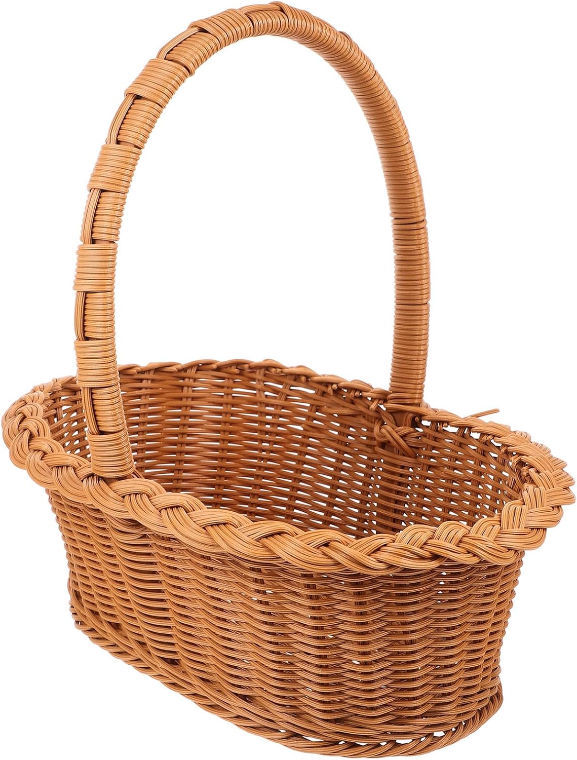 KICHOUSE Portable Picnic Basket Small Handmade Woven Basket for Camping Outdoor Use Wear-Resistant Storage for Fruits and Vegetables