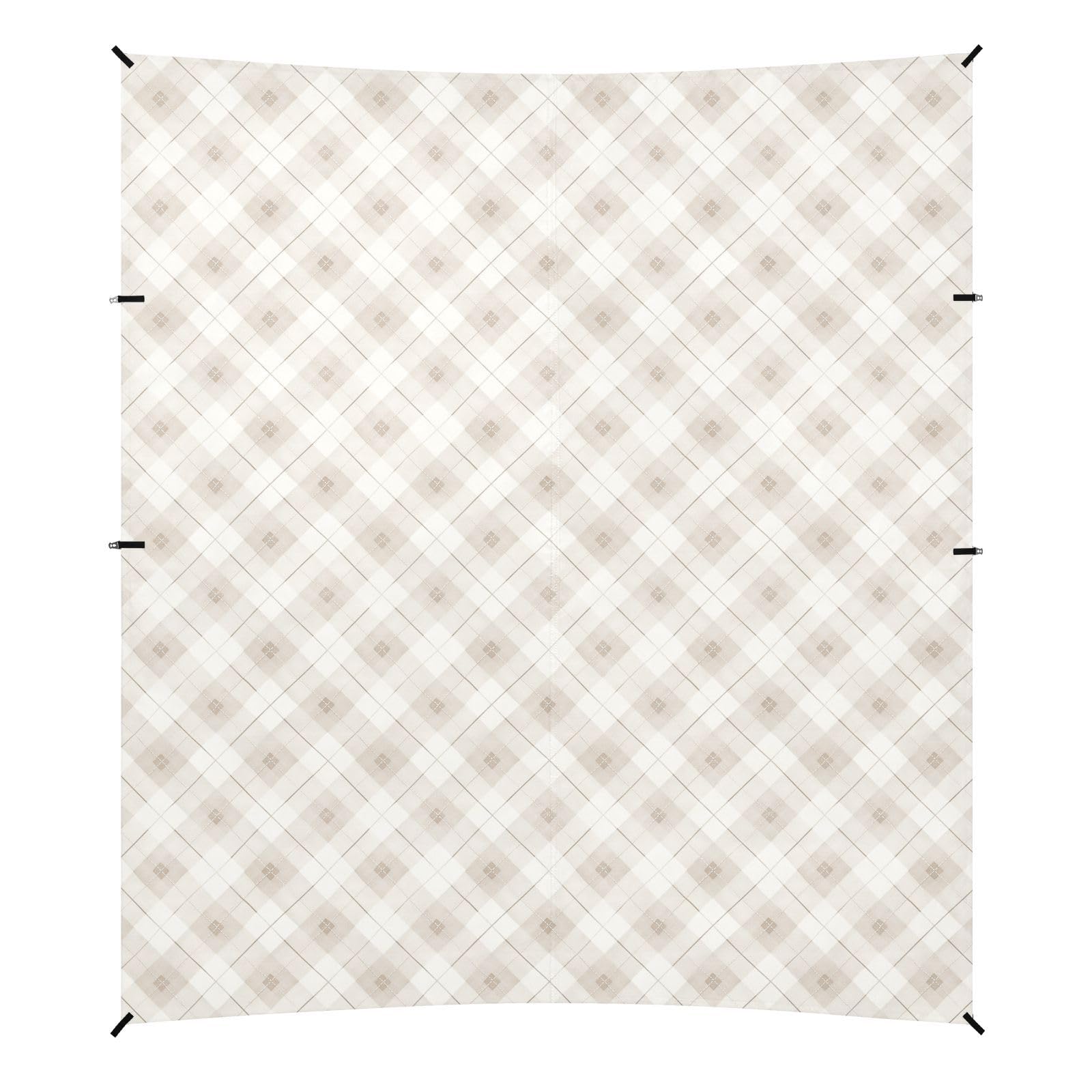 Grand pare-soleil pliable avec poches de sable pour camping, pique-nique, jardin et pêche - Beige et blanc - UPF50