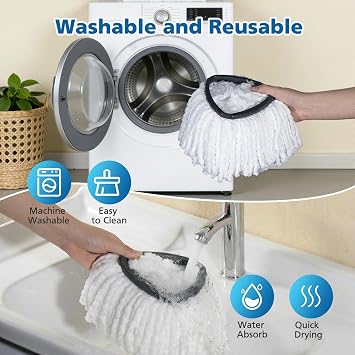 4 Pack Spin Mop Replacement Head Spin Mop Refills Compatible with O Ceda EasyWring 1-Tank System, 100% Microfiber Mop Cleaning Machine Washable Spin Mop Head for Easywring 1 Tank System, White