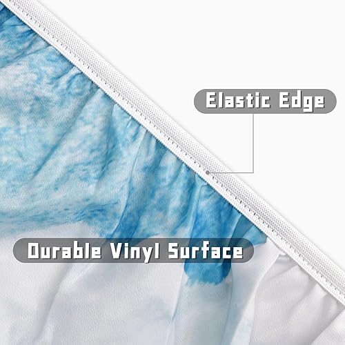 Miniatura 6 de Mantel redondo costero de playa, redondo, ajustable con mantel elástico redondo para exteriores, manteles ajustables para mesas redondas, mantel