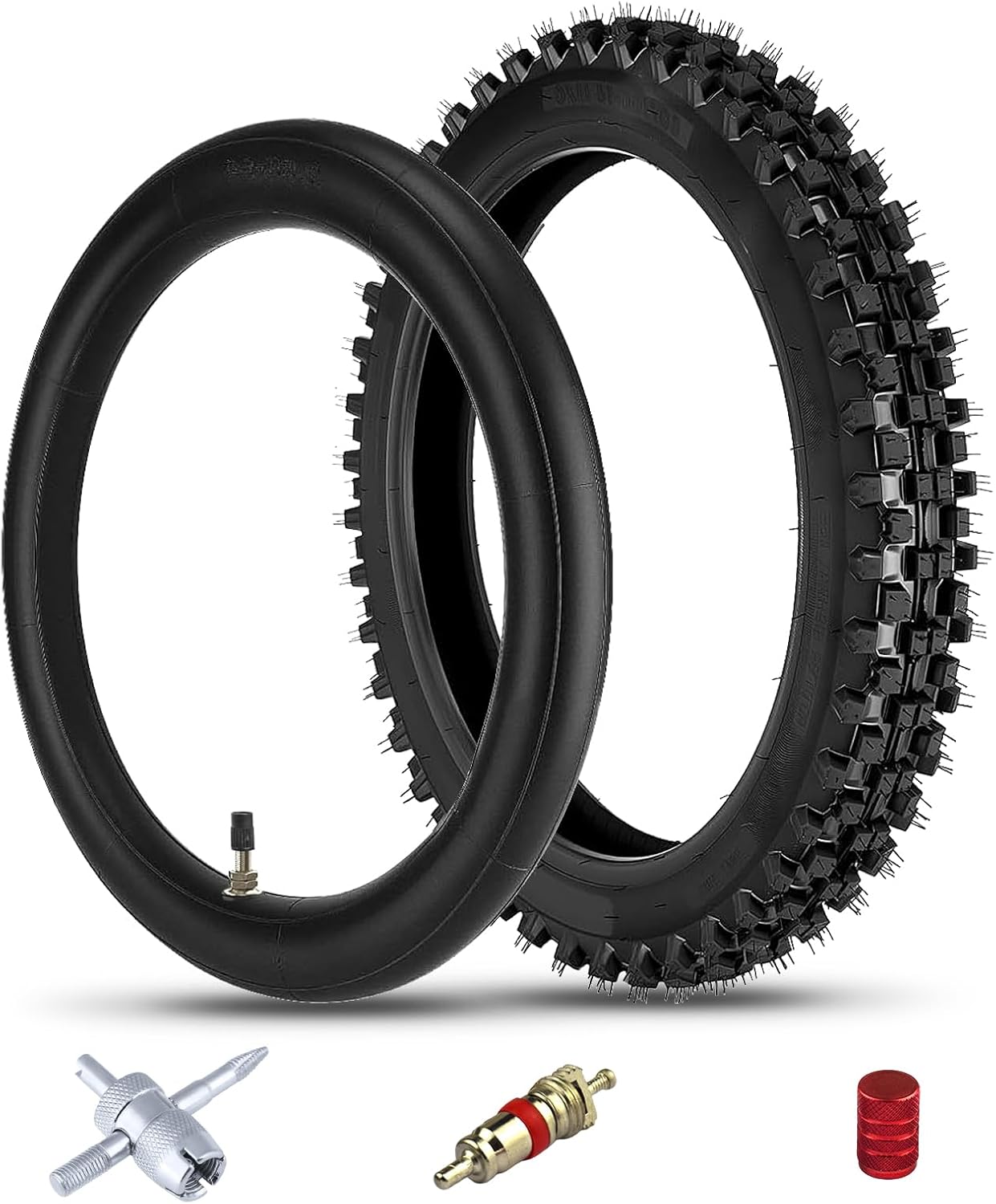 60/100-14 2.50-14 Front Tire and Inner Tube,60/100-14 Dirt Bike Tire Compatible with 90cc 110cc 125cc SSR CRF XR70 CR60R KLX110 KX60 DRZ DS80 JR80 RM50 PW80 TTR90 YZ60 65SX Off Road Motorcycle