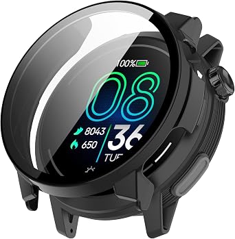 LOKEKE متوافق مع Coros Pace Pro التغطية الكاملة للكمبيوتر الشخصي غطاء حافظة زجاج مقسى حامي متوافق مع Coros Pace ProPC Black