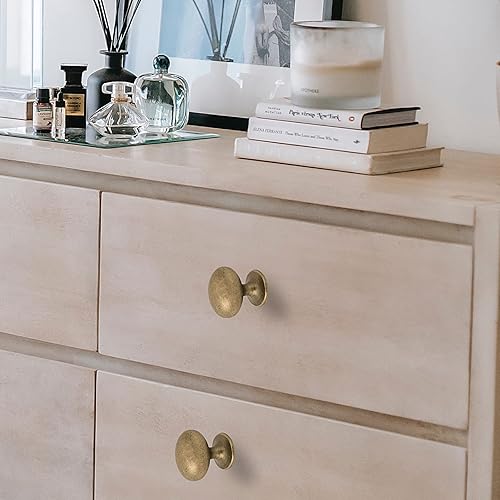 Miniatura 3 de HARPOON Perillas redondas de hongos para muebles de 1.4 pulgadas, paquete de 10 unidades de latón antiguo