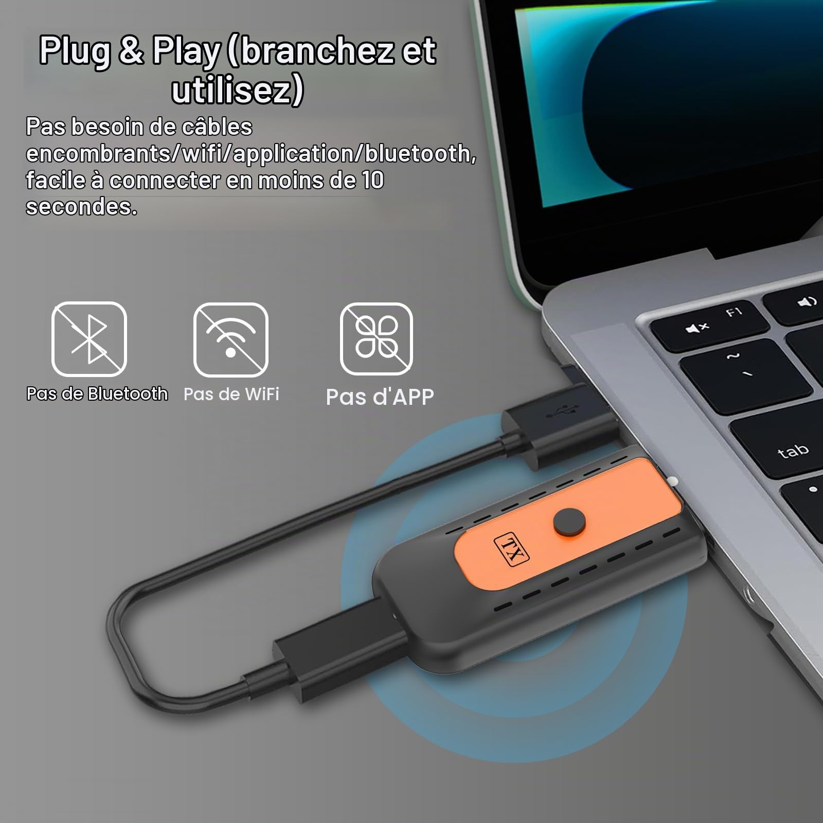 Émetteur et récepteur HDMI sans Fil, décodage 4K, Sortie 1080P, Extension HDMI 2,4G/5,8G avec portée de Transmission de 100FT, pour Ordinateur Portable, PC vers TV HD, Projecteur,Plug & Play