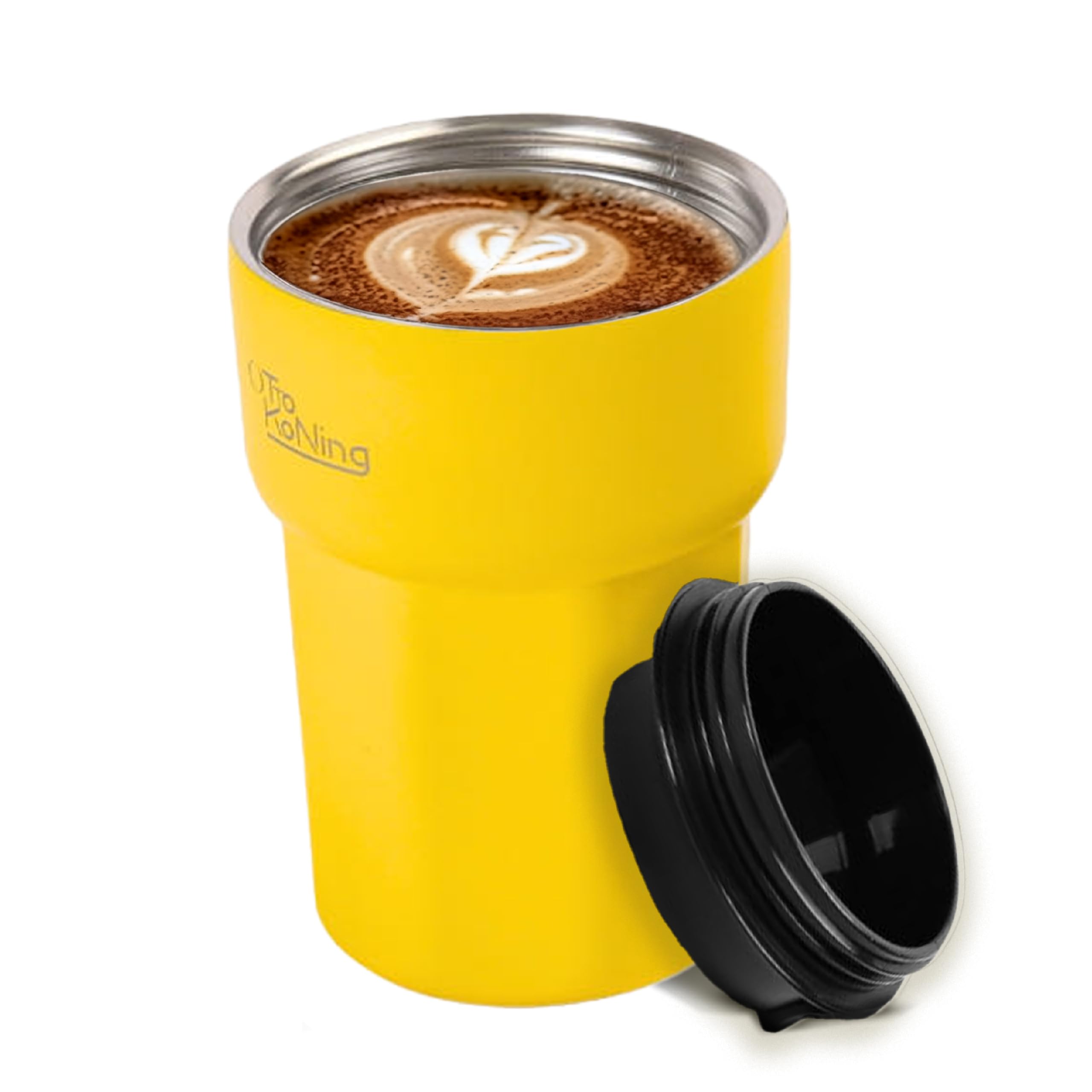 Otto Koning Travel Mug 12oz (350ml)- Leakproof Stainless Steel Coffee Cup, Yellow, 350 ml - Image 3