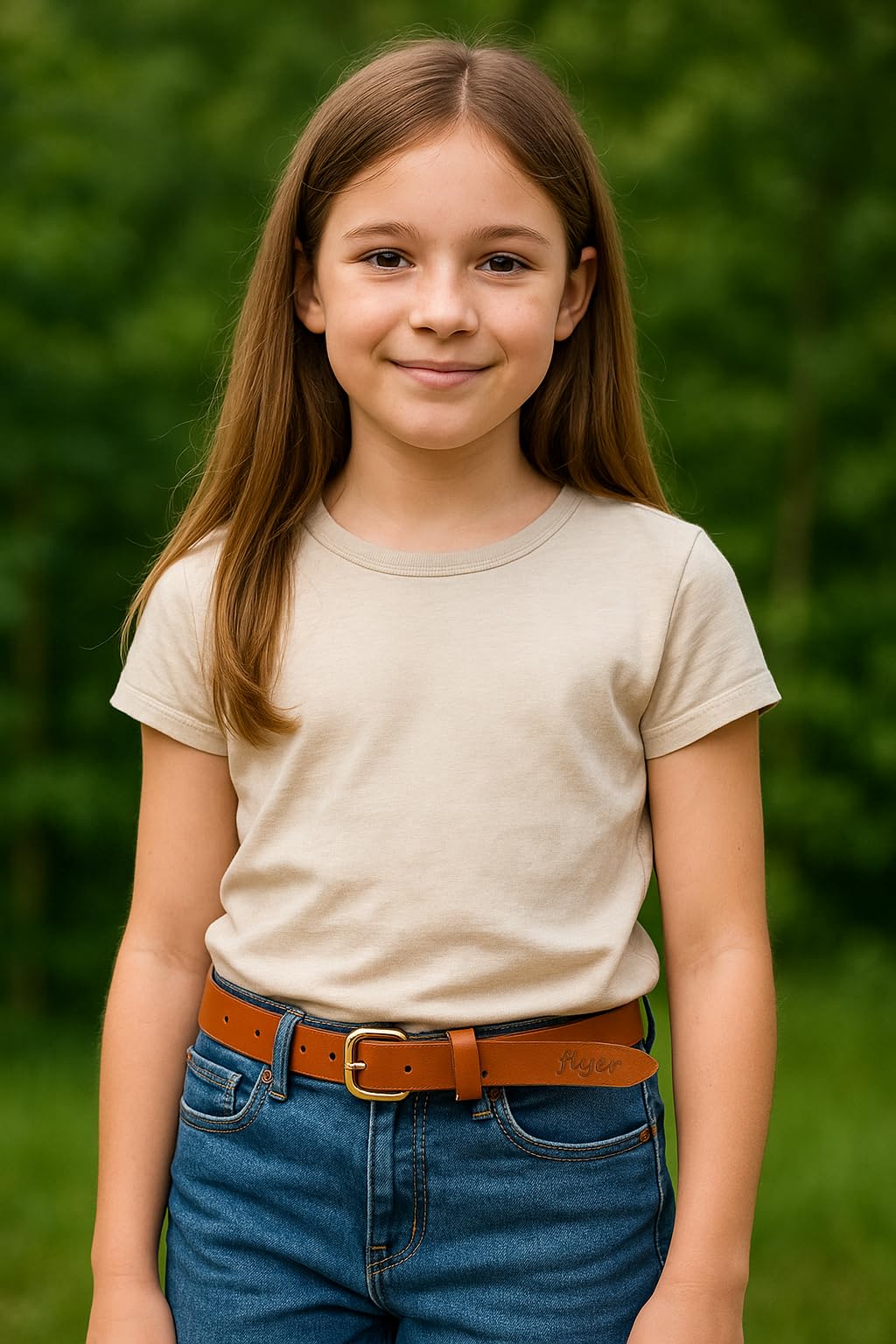 Flyer Girls Belt for 12–14 Year – Genuine Leather Adjustable Belt for 12, 12–13, 13, 13–14, 14 Year Old – Belt for Teens’ Jeans, Parties, School TAN1381 - Image 5 thumbnail