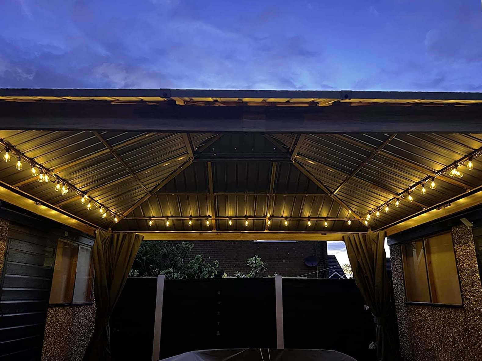 Kawaya Lichterkette Außen 30M Wasserdicht IP65, 50+2 ST38 Birnen | Lichterkette Glühbirnen LED, Lichterkette Garten Deko für Terrasse, Bäume, Hochzeit, Party, Festival, 2700K Warmweiß