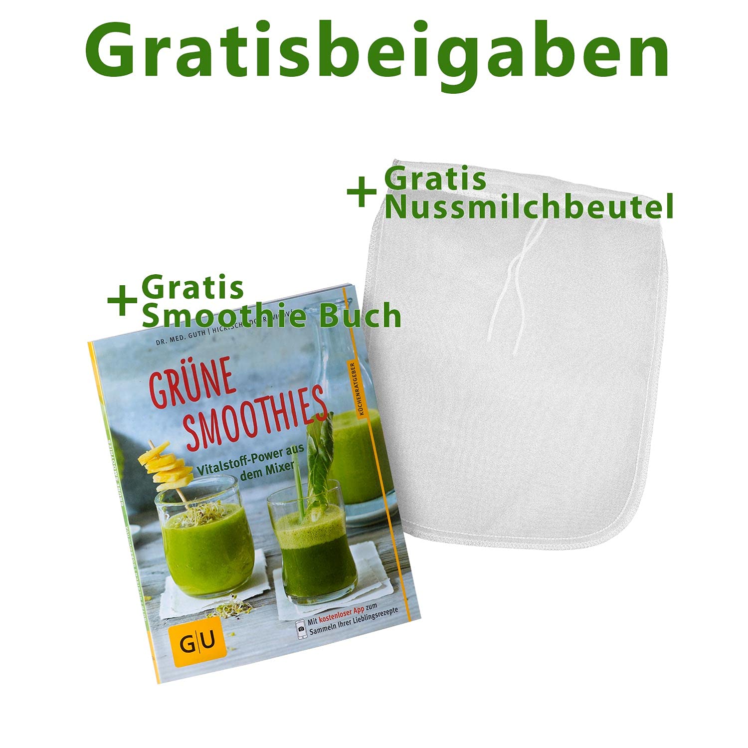 Profi YaYago - Batidora de vaso (cuchilla de acero inoxidable, hasta 38.000 revoluciones/minuto, ideal para smoothies) 1.5 Liter BPA-FREI blanco