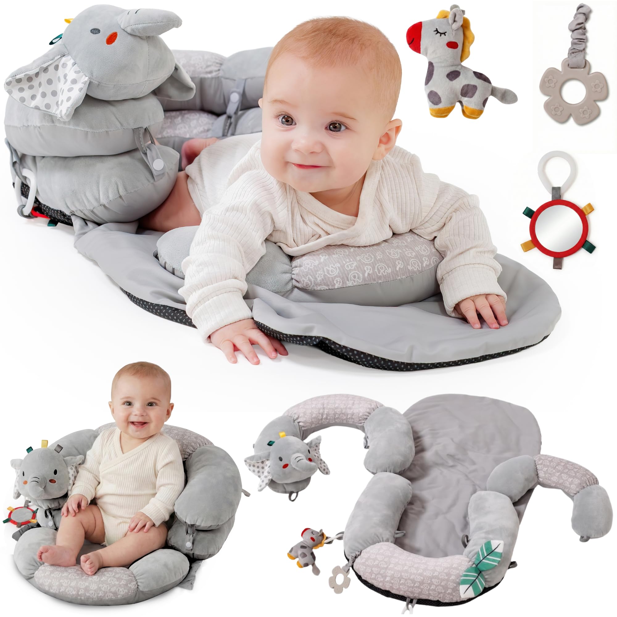 Knotly Charm 2-in-1 Tummy Time Mat & Baby Lounger Pillow - floor seats and loungers | Mubboo