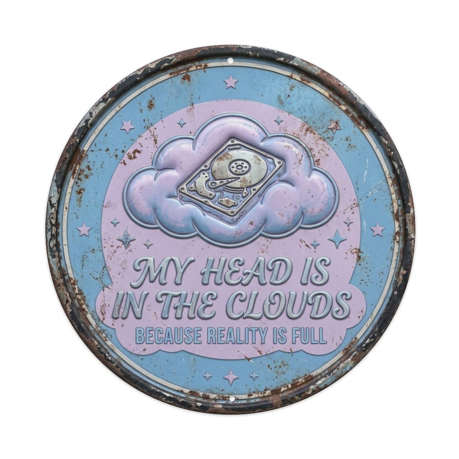 Cloud Storage Dreams Study Vintage Metal Tin Sign Plaque Wall Decor for Cafe, Club Bar, Office, Garden Metal Poster 8x8Inch