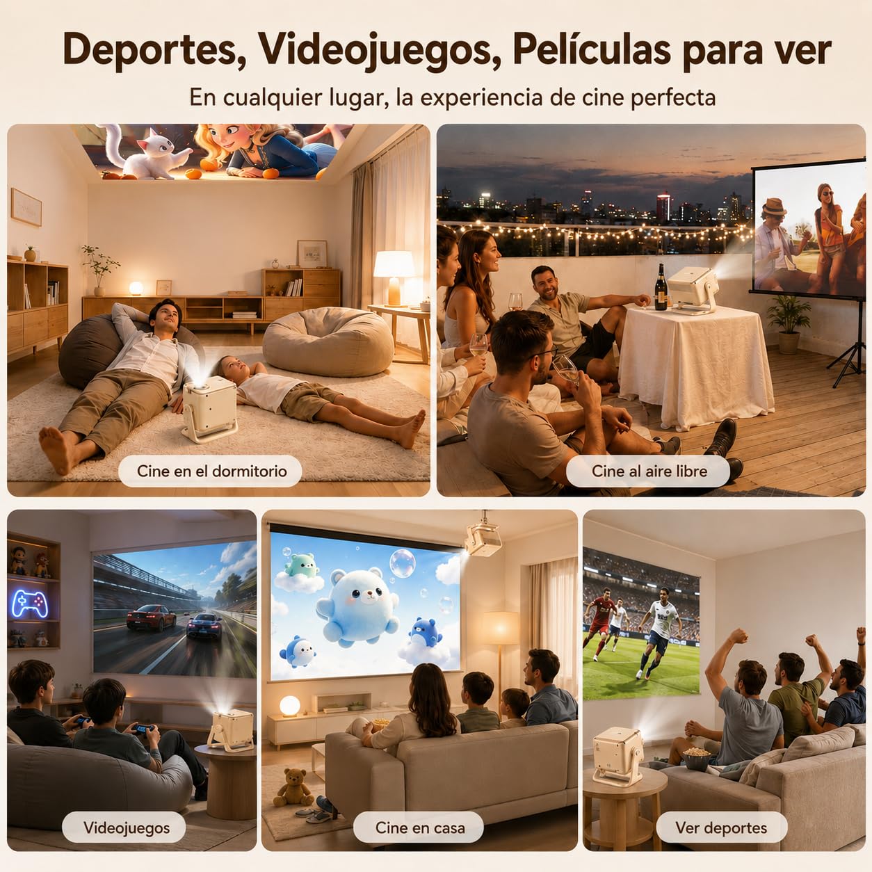 Blackview 4K proiettore con WiFi e Bluetooth, 2000 lumen ANSI portatile, audio Dolby Audio 6x2W, messa a fuoco automatica e correzione trapezoidale, girevole a 360° per camera da letto, esterno e tee