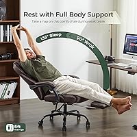 Vista 3 de Office Chair, Big and Tall Office Chair with Foot Rest Ergonomic Desk Chairs Reclining High Back Leather Chairs with Lumbar Support(Brown)