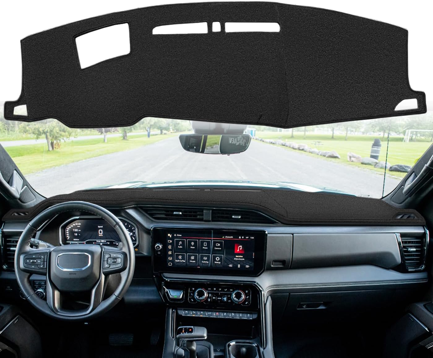 Yiz Dash Cover Mat Custom Fit for GMC Sierra 1500 2500HD 3500HD with Head Up Display w/Light Sensor Dashboard Cover Pad Carpet Protector J321 (Black)