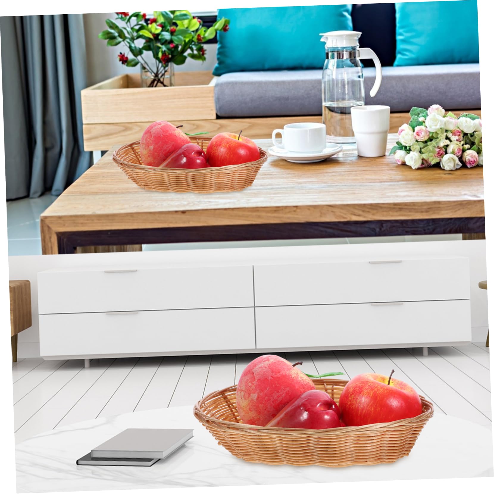 OSOLADY 2pcs Fruit Basket Storage Basket Snack Basket Bread Baskets for Serving Bread Baskets for Table Picnic Basket Fruits Basket Plastic Baskets for Storage Sundries Organizer Pp