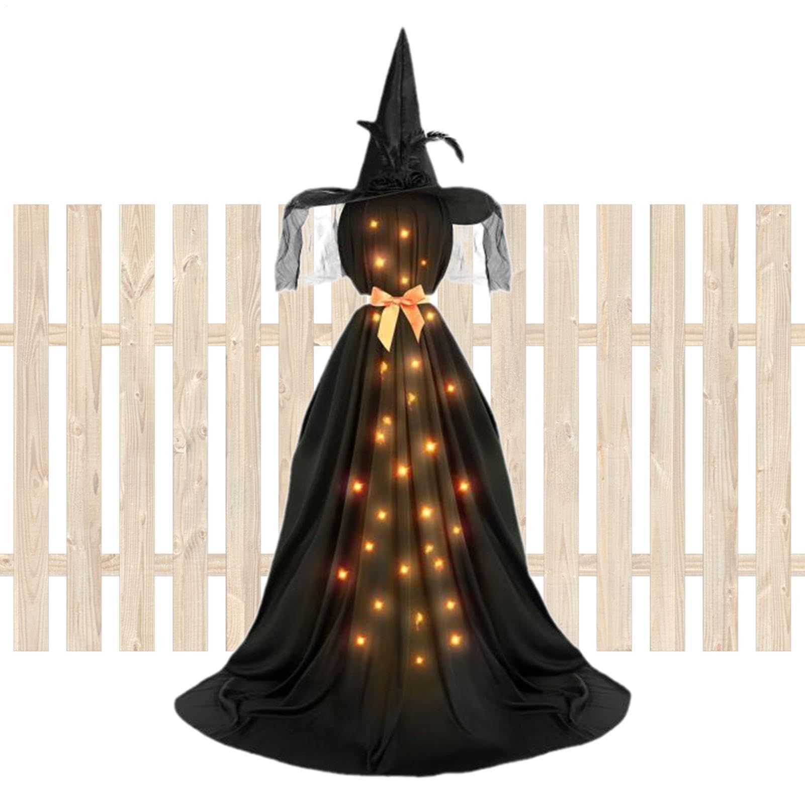 Dekoracje Halloween Podświetlana Dekoracja Ogrodowa Halloween | Podświetlana Figurka Wiedźmy Dekoracyjna Do Domu Nawiedzonego Domu Ogrodu Przyjęcia Werandy Wewnątrz I Na Zewnątrz