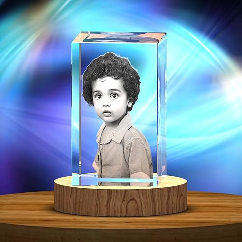 Miniatura 1 de Neniftic Regalos de aniversario para élella, foto de cristal 3D personalizada para mamá, papá, novias, novios, cristal personalizado grabado para