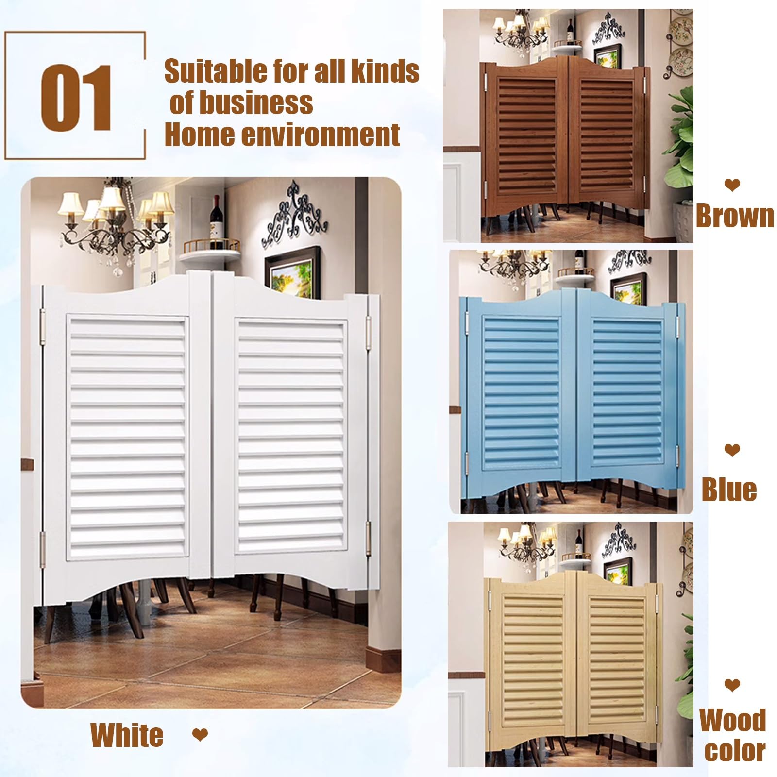 Puerta Abatible de Madera Maciza para Interiores,Puertas Batientes de Café Retro,Puerta Vaiven de Cierre Automático,Barra Cocina Pasillo Entrada Valla,Personalizable ( Color : B , Size : W80xH80cm(31.
