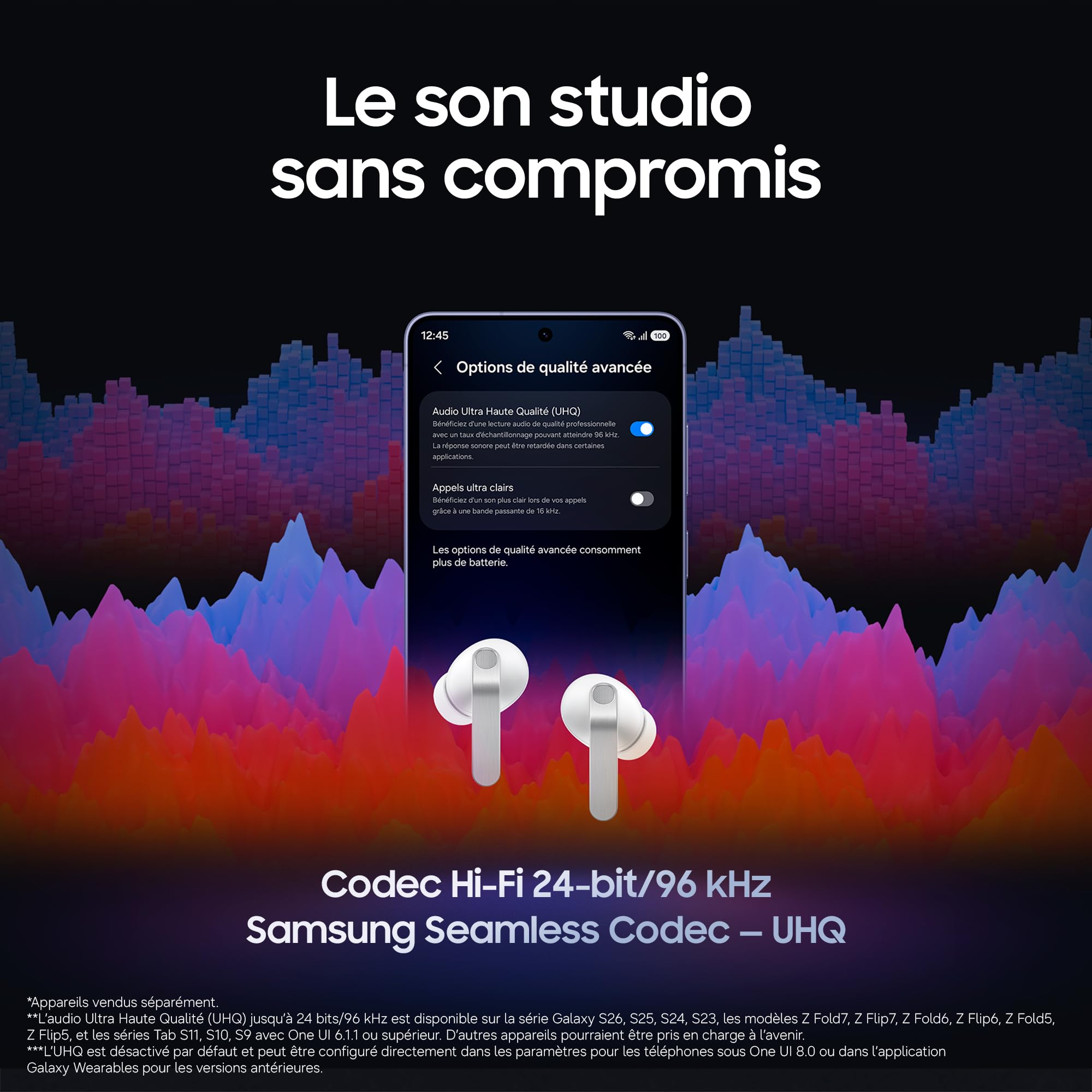Samsung Galaxy Buds4 Pro, Écouteurs Bluetooth sans Fil, Son Hi-FI de qualité Studio, Double Haut-Parleur, Appels Ultra clairs, Audio 360, Réduction de Bruit Adaptative, Chargeur Secteur Inclus, Noir