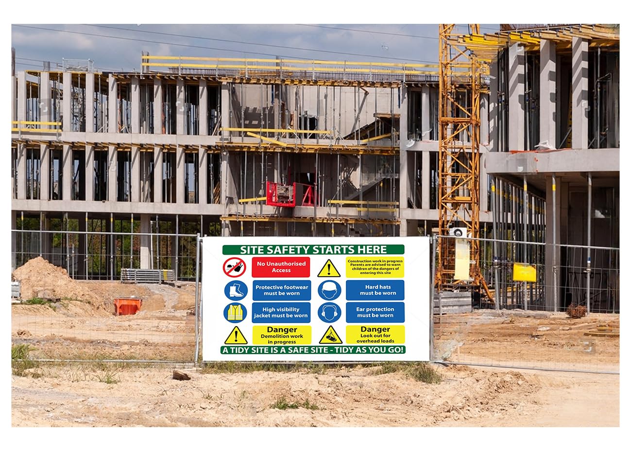 Señal de advertencia de seguridad para sitios de peligro, tablero de anuncios, aluminio de 3 mm, uso al aire libre, sitios de construcción de edificios, normas de salud y seguridad (multicolor, 800 mm