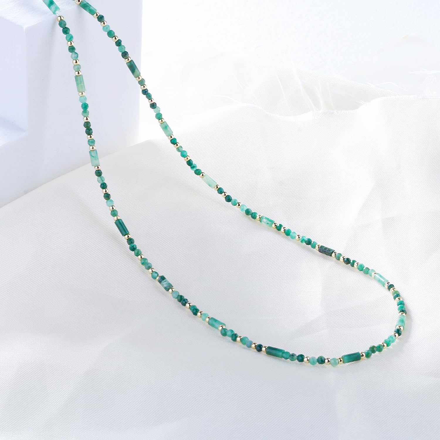 KELITCH Women Delicate Beaded Necklaces Natural Turquoise Mxied Crystal Necklaces Handmade Beach Jewelry - Image 3