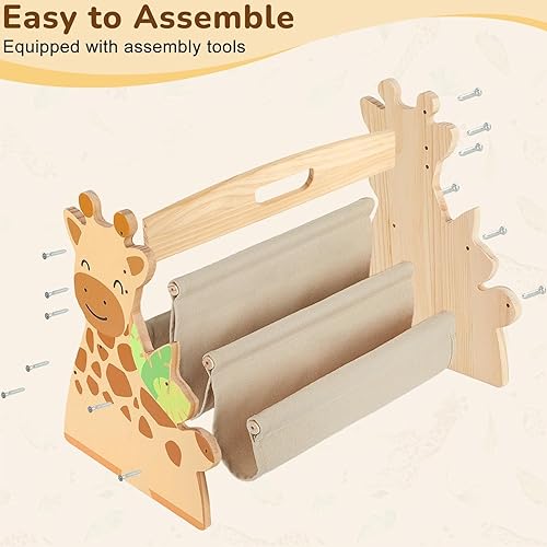 Miniatura 7 de Estantería para niños pequeños de doble cara con mangas profundas de 4 niveles para niños, estante Montessori de madera para libros para habitación