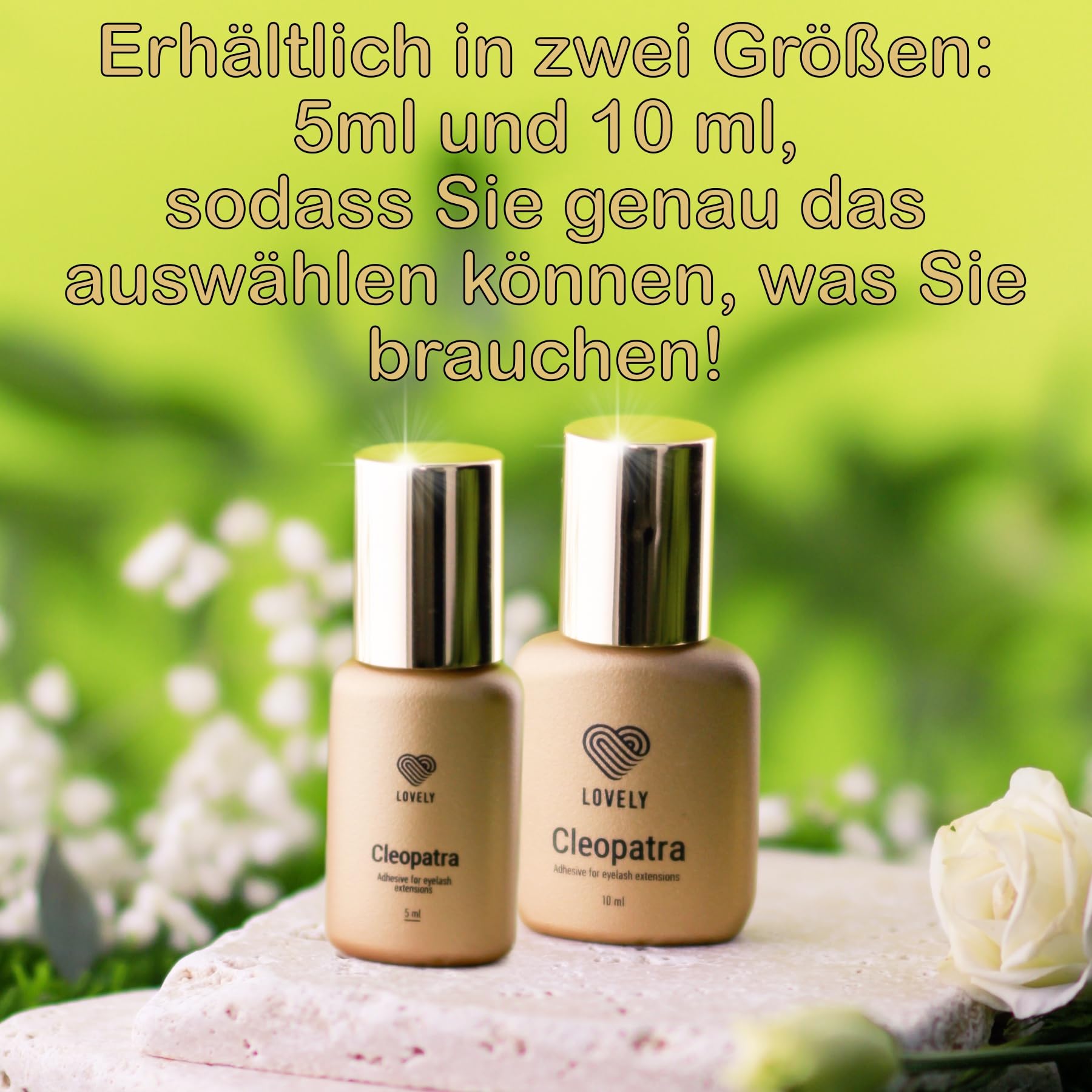 LOVELY klej do rzęs CLEOPATRA (10ml, kolor: BLACK) bardzo szybki klej, czas schnięcia: IMMEDIATE - przyczepność 8 tygodni, dla alergików, bardzo trwały, do profesjonalnego przedłużania rzęs