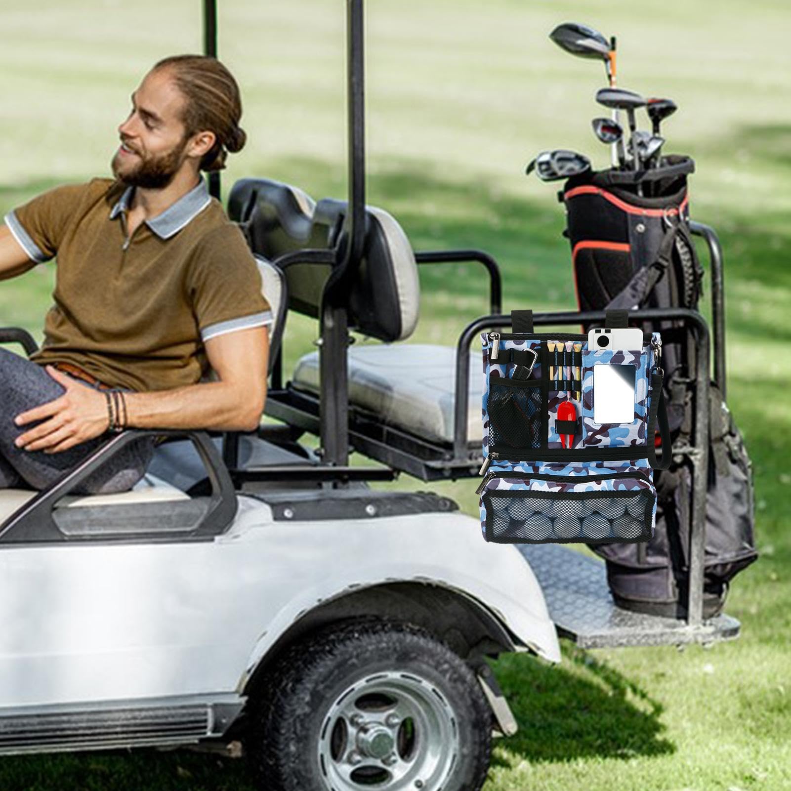 Custodia per borsa per palline da golf, custodia per borsa per da golf - Borsa per oggetti di valore con cerniera | borsa da golf per tee, organizer per sacca da golf, borsa pieghevole con m