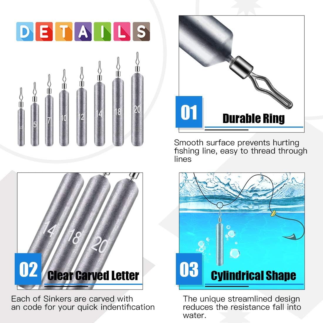 Glarks 26Pcs 5g Fishing Sinker Weight Drop Shape Sinkers Weights for Bottom Fishing (5g/0.18oz) : Sports & Outdoors