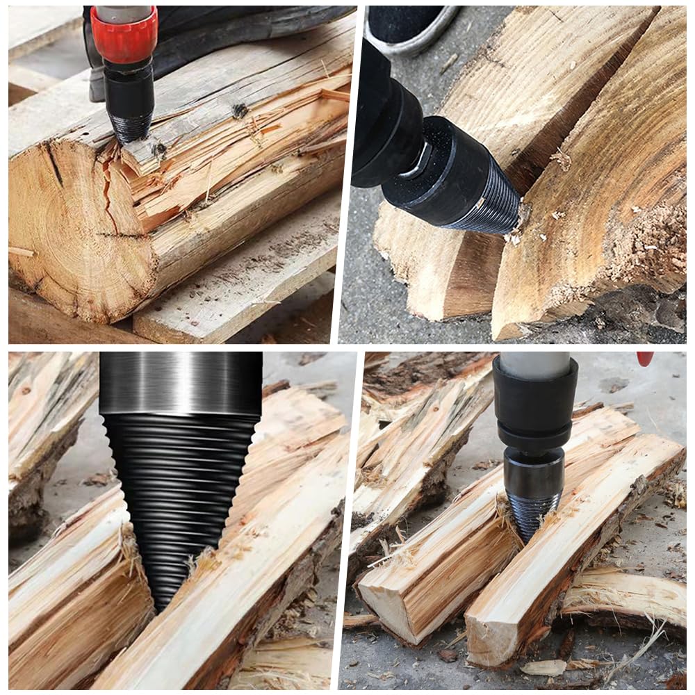 Holzspalter Schraube Kegel Set, 50mm + 32mm Bohrkegel Holzspalter mit 4