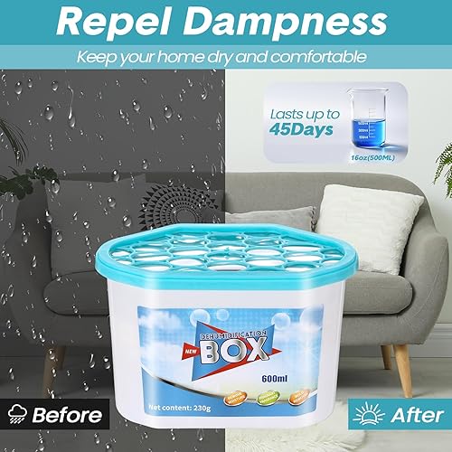 Miniatura 4 de LemonRoad Paquete de 20 absorbentes de humedad de 20 onzas, cajas de absorción de humedad de 20.3 fl oz, deshumidificador compacto portátil para