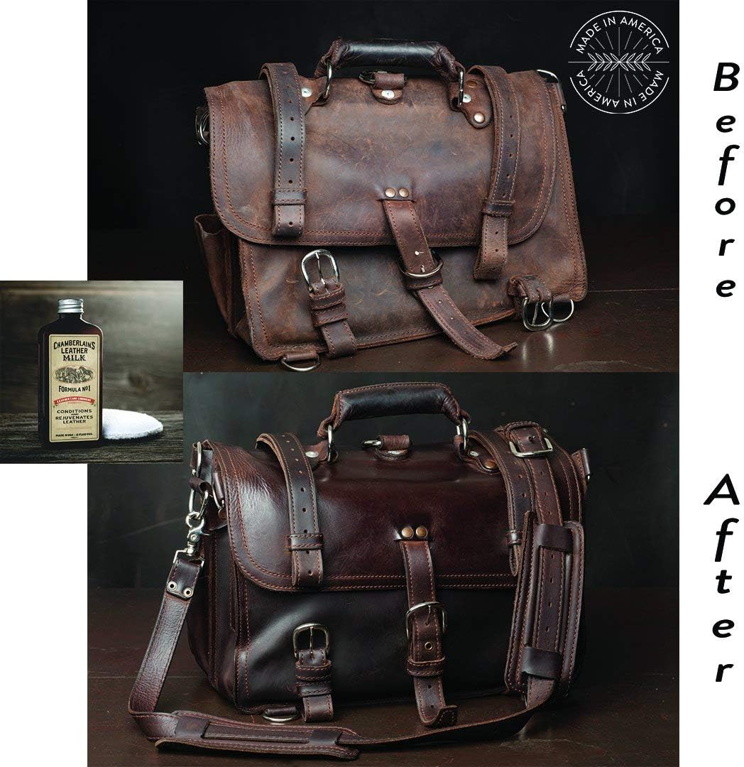 Leather Milk Conditioner and Cleaner for Furniture, Cars, Purses and Handbags. All-Natural, Non-Toxic Conditioner Made in the USA. Leather Care Liniment No. 1. 2 Sizes. Includes Premium Applicator Pad