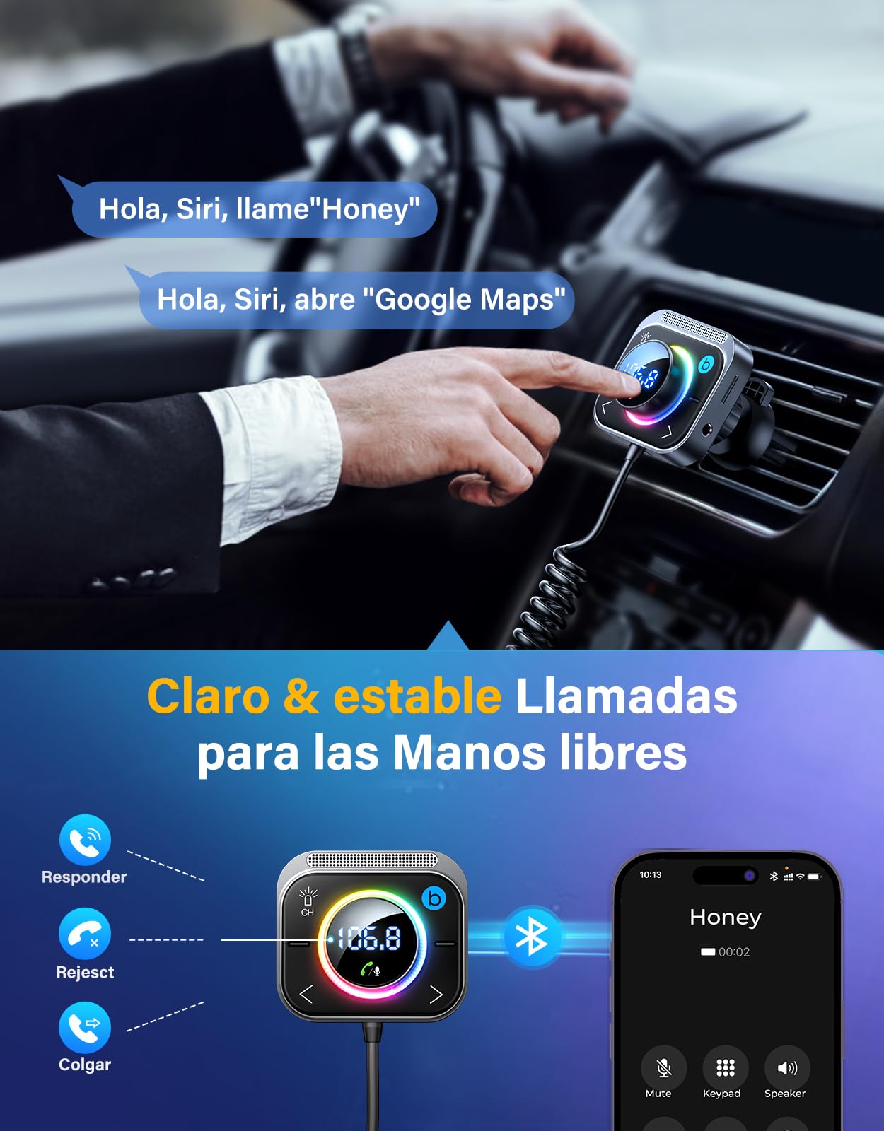 JOYROOM 96W Transmisor FM Bluetooth Coche,【60W PD & Dual 18W QC 3.0】【Bass Profundo & Hi-Fi】 Adaptador Bluetooth5.4 Coche Manos Libres Bluetooth & Aux & Tarjeta TF